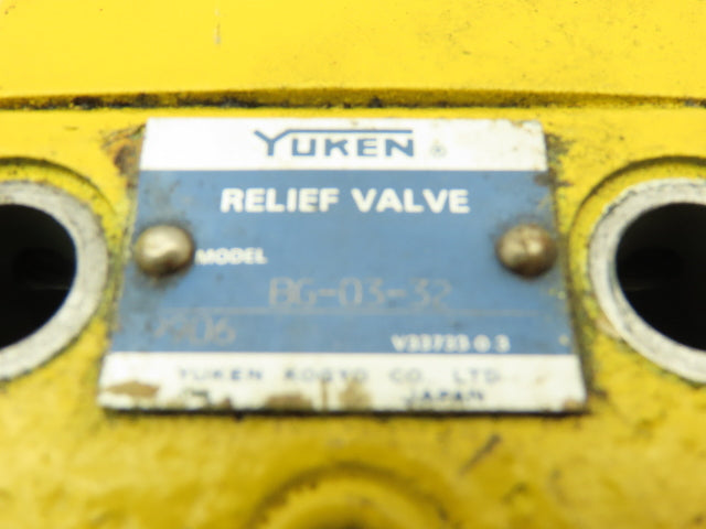 Yuken BG-03-32 Hydraulic Pilot Operated Pressure Relief Valve Sz 03