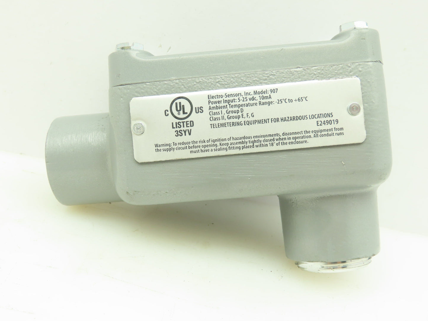 ELECTRO Model 907 Hall Effect Digital Speed Sensor 24VDC For Hazardous Location