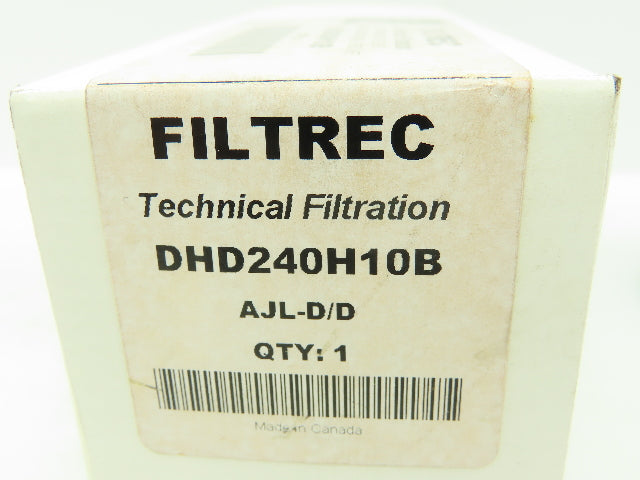 Filtrec DHD240G10B Hyd. Filter Element 10 Micron 1.3"ID 2.7"OD 6"L DHD240H10B