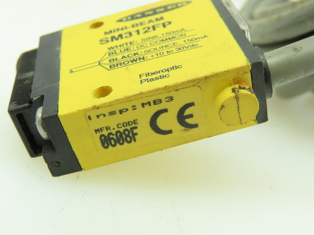 Banner SM312FB Fiber Optic Sensor 10-30V DC Light/Dark Operate NPN/PNP 2m Cable