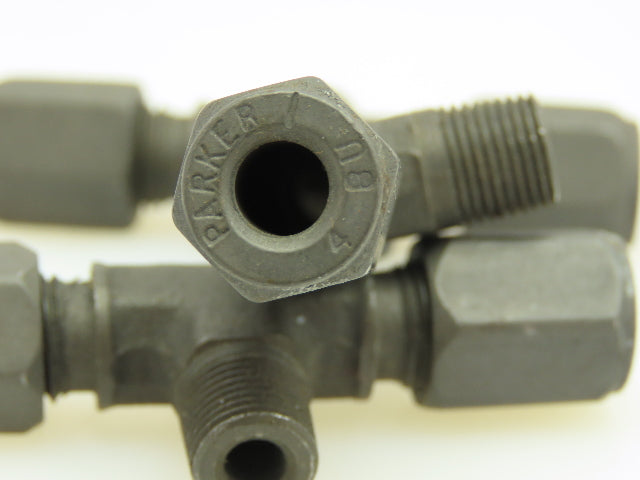 Parker Steel Male Branch Tee Flareless Compression 1/4" Tube 1/8" NPT LOT OF 10