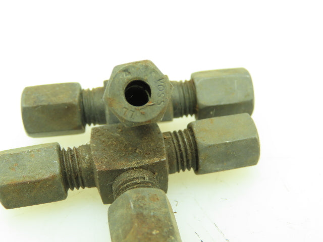 Voss Steel Flareless Metric Union Tee Compression Fitting 4mm Tube LOT OF 10