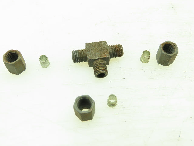 Voss Steel Flareless Metric Union Tee Compression Fitting 4mm Tube LOT OF 10