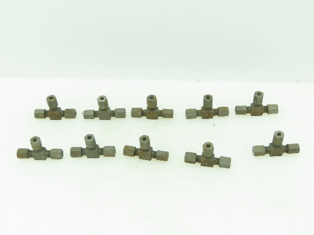 Voss Steel Flareless Metric Union Tee Compression Fitting 4mm Tube LOT OF 10