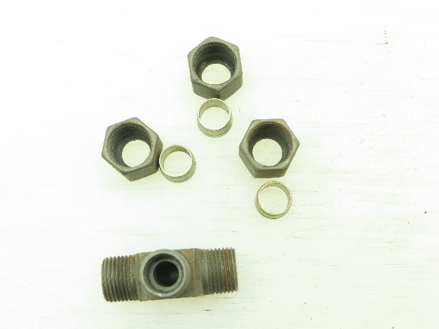 VOSS Steel Flareless Metric Union Tee Compression Fitting 8mm Tube LOT OF 6