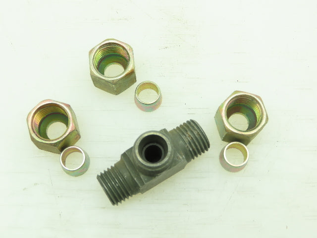 VOSS Steel Flareless Metric Union Tee Compression Fitting 8mm Tube LOT OF 5