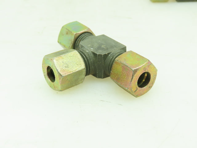 VOSS Steel Flareless Metric Union Tee Compression Fitting 8mm Tube LOT OF 5