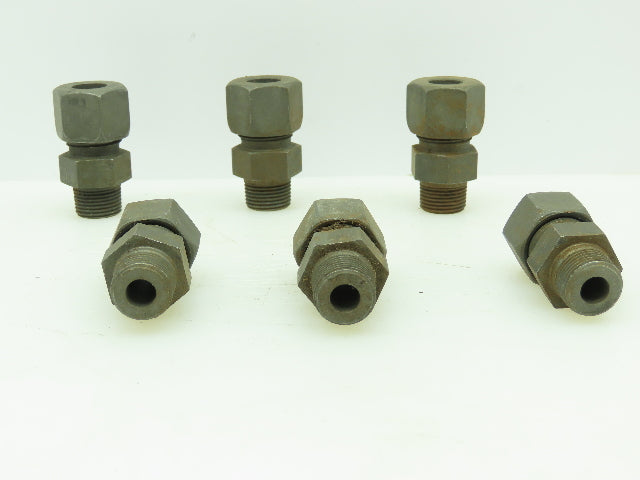 VOSS Steel Flareless Metric Straight Male Connector 12mm Tube 3/8 BSPT Lot of 6