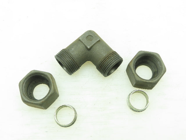 VOSS S16 Steel Flareless Metric 90° Union Compression Elbow 16mm Tube LOT of 3