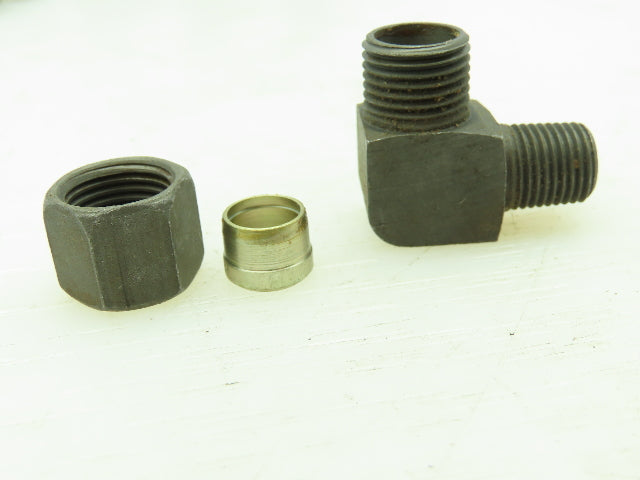 VOSS Steel Flareless 90° Male Compression Elbow 10mm Tube x 1/4" BSPT Lot of 9