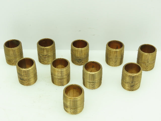 Sch 40 Red Brass Threaded Pipe Nipple 1" NPT x Close 1-1/2" Length LOT OF 10