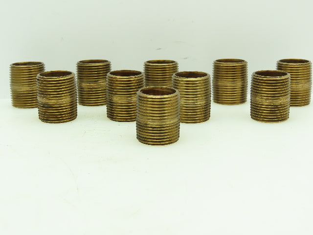Sch 40 Red Brass Threaded Pipe Nipple 1" NPT x Close 1-1/2" Length LOT OF 10