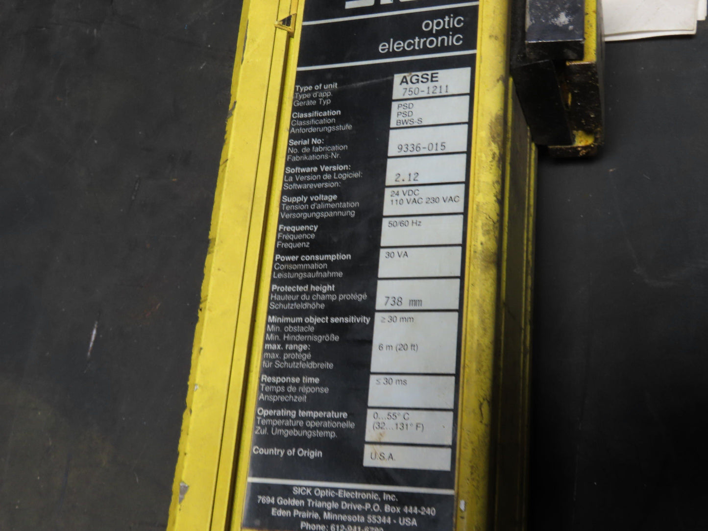 Sick AGSE 750-1211 Safety Light Curtain Receiver