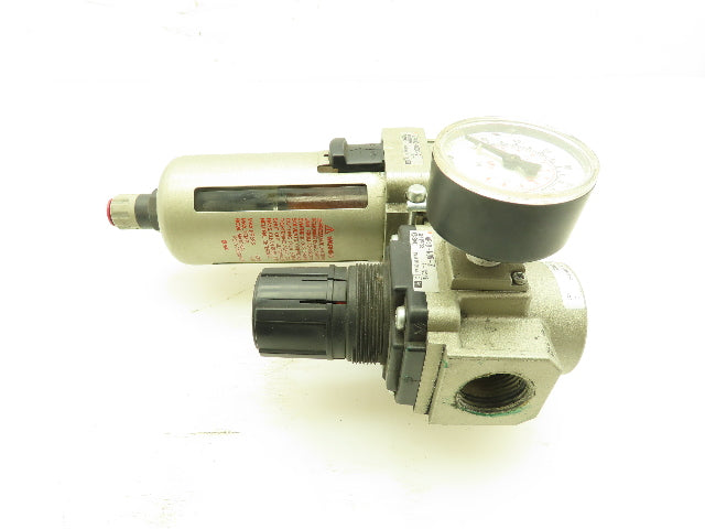SMC AFM40-N06C-Z Pneumatic Mist Separator & AR40-N06-Z Regulator 125PSI 1/2"NPT