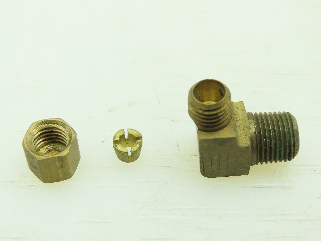Brass Compression 90° Male Elbow Connector 1/8" Tube x 1/8" NPT Lot of 18