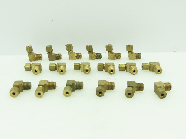 Brass Compression 90° Male Elbow Connector 1/8" Tube x 1/8" NPT Lot of 18