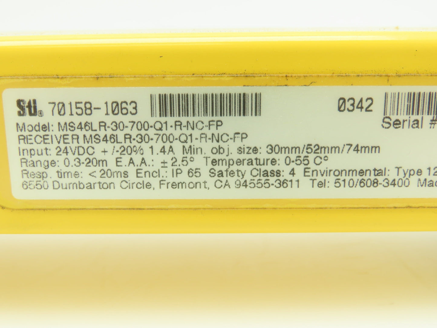 Sti 70158-1063 Safety Light Curtain Receiver MS46LR-30-700-Q1-R-NC-FP