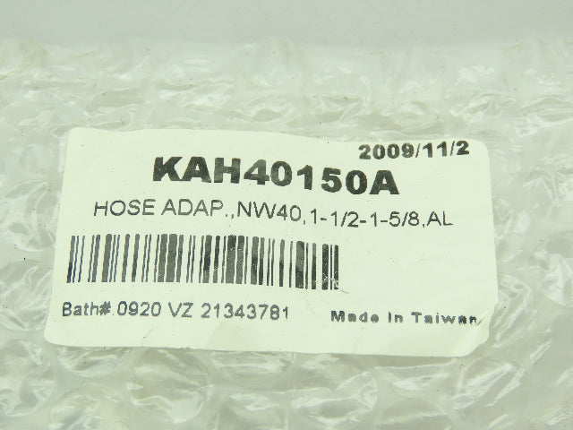 Agilent KAH40150A Varian Hose Adapter NW40 1.51.62 inch Male Aluminum Lot of 3