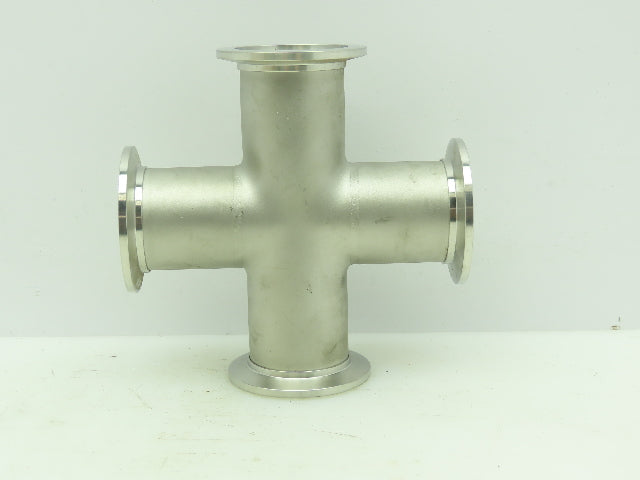 Agilent KC01500256 Cross 4-way 1.5" NW40 Klamp Flange Fitting 304L Stainless