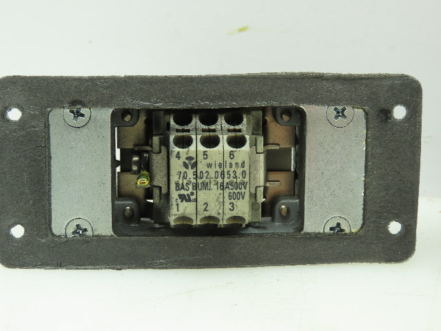 Wieland HS12 Hinge Lock Cable Connect Female Plug Housing 16A 500V 6 Pin Lot of3