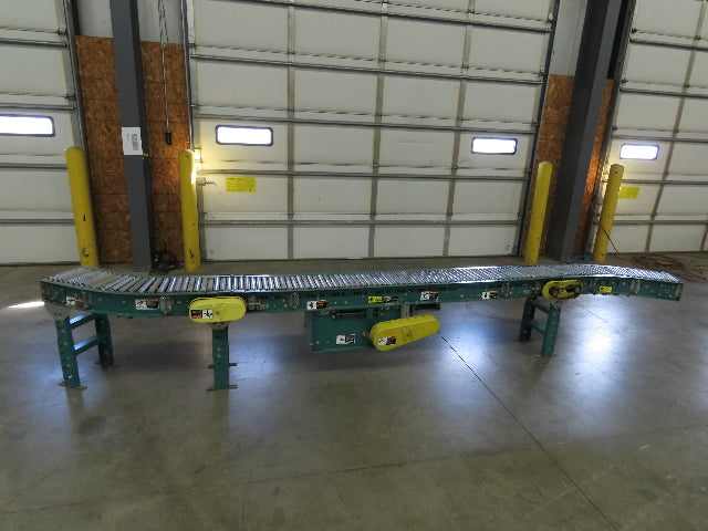 14' x 10" Live Roller Bed S-Curve Conveyor V-Belt Drive Adj Height *NO MOTOR*