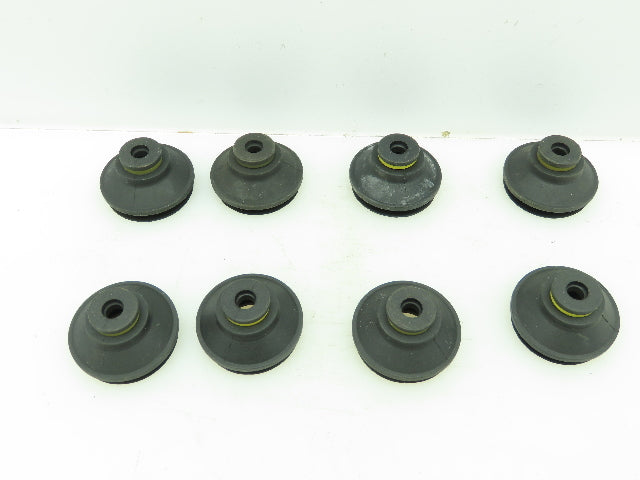 Vacuum Suction Cup Bottom 7/8"ID Top 3/8"ID Rubber/Black LOT OF 8