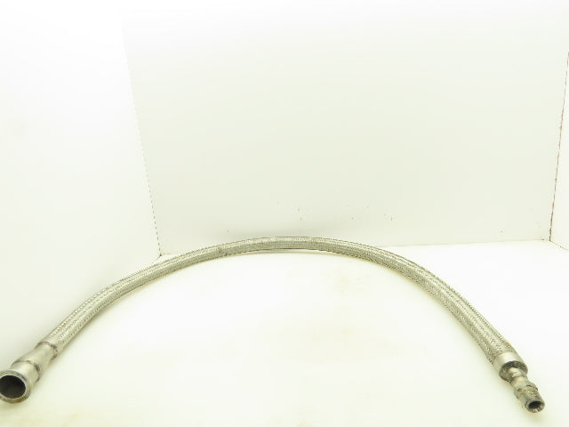 1-1/4" OD x 3/4" ID Stainless Braided Flex Hose 1-1/2" Tri Clamp x 1/2" NPT 55"L