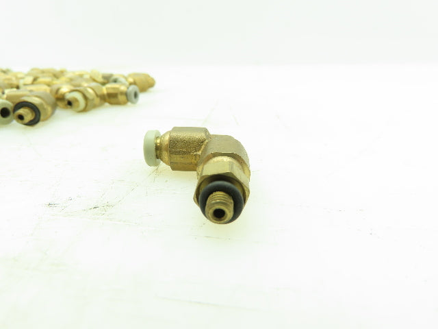 Parker PLP Push-to-Connect Brass 90° Elbow 5/32" Tube 10/32 UNF Swivel Lot of36