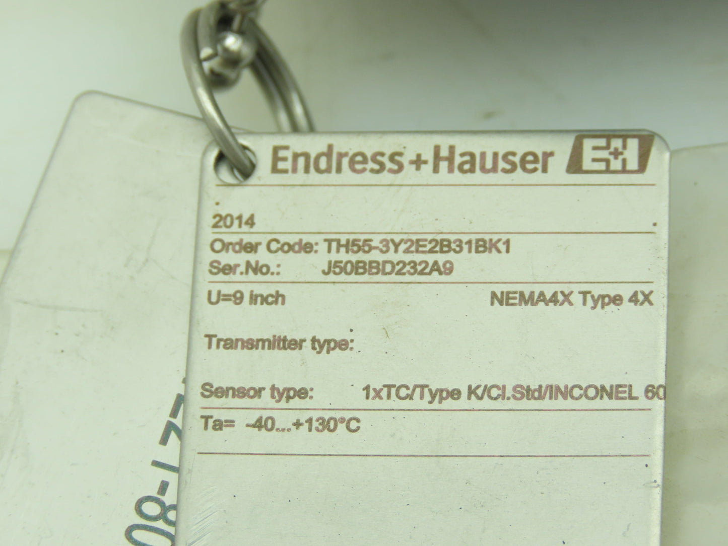 Endress+Hauser TH55-3Y2E2B31BK1 Temperature Sensor 9"Probe 0-1000°F 1221-8044T