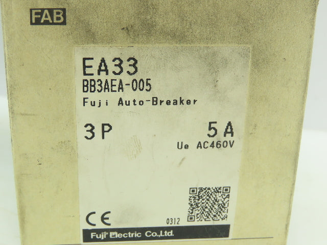 Fuji Electric EA33 BB3AEA-005 Auto Circuit Breaker 5-Amp 3-Pole 220/460V 50/60Hz