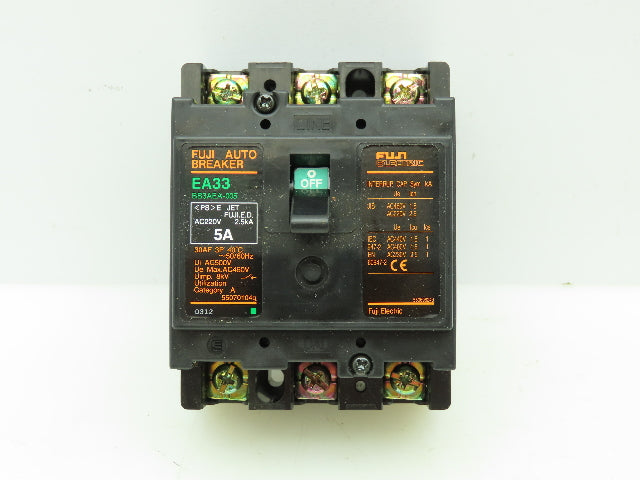 Fuji Electric EA33 BB3AEA-005 Auto Circuit Breaker 5-Amp 3-Pole 220/460V 50/60Hz