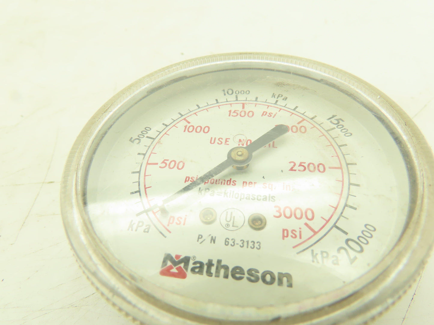 Matheson 63-3113 SS Compressed Gas Gauge 1000/2000PSI 1/4"ANPT 63-3133 LOT OF 2