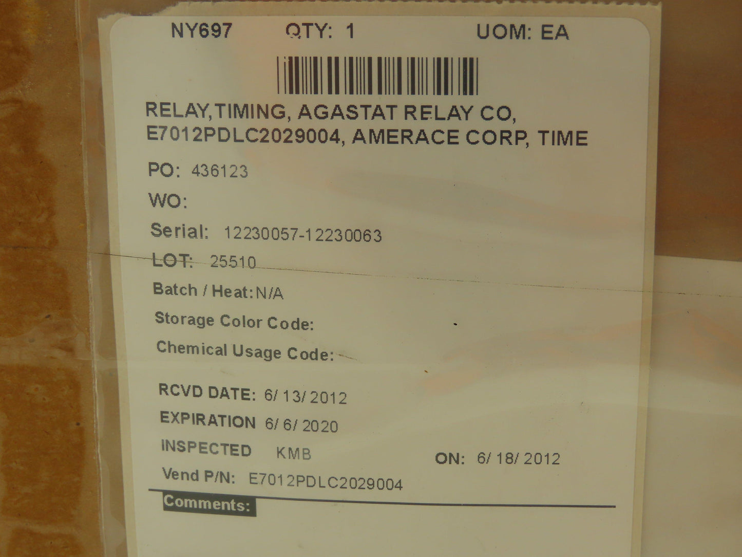 Agastat E7012PDC2029004 Time Delay Timing Relay 2-Pole 5-50sec 125VDC