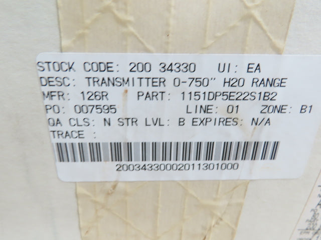 Rosemount 1151 Pressure Transmitter 4-20MA 45VDC 2000PSI w/Sensor 1151DP5E22S1B2