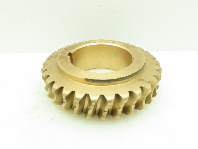 502-708 Brass Worm Gear Wheel 31 Teeth 2-11/16"Keyed Bore 1"Width