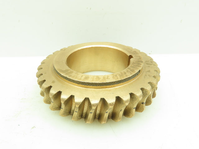 502-708 Brass Worm Gear Wheel 31 Teeth 2-11/16"Keyed Bore 1"Width