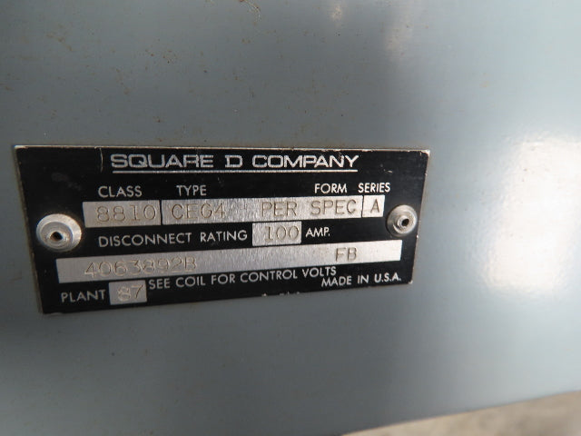 Square D CEG4 8810 Sz 3 Reversing Motor Starter Combo 100A Disconnect 230/480V