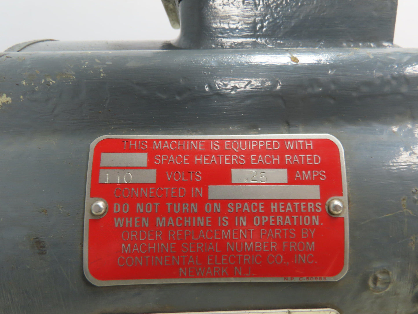 Continental Electric ACHR15X Valve Motor 3Ph 460V 1500RPM 15Ft Lb Torque 7.5HPH