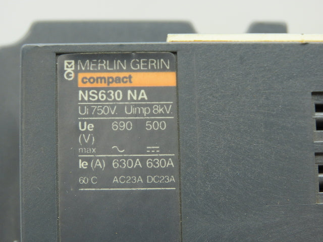Merlin Gerin NS 630 NA Compact Circuit Breaker 630A 750 VAC 3 P Motor Mechanism