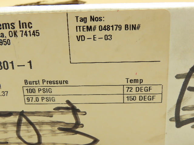 BS&B Safety Systems Rupture Disk 4" Type SKr 100 psig @ 72°F 97 psig @ 150°F