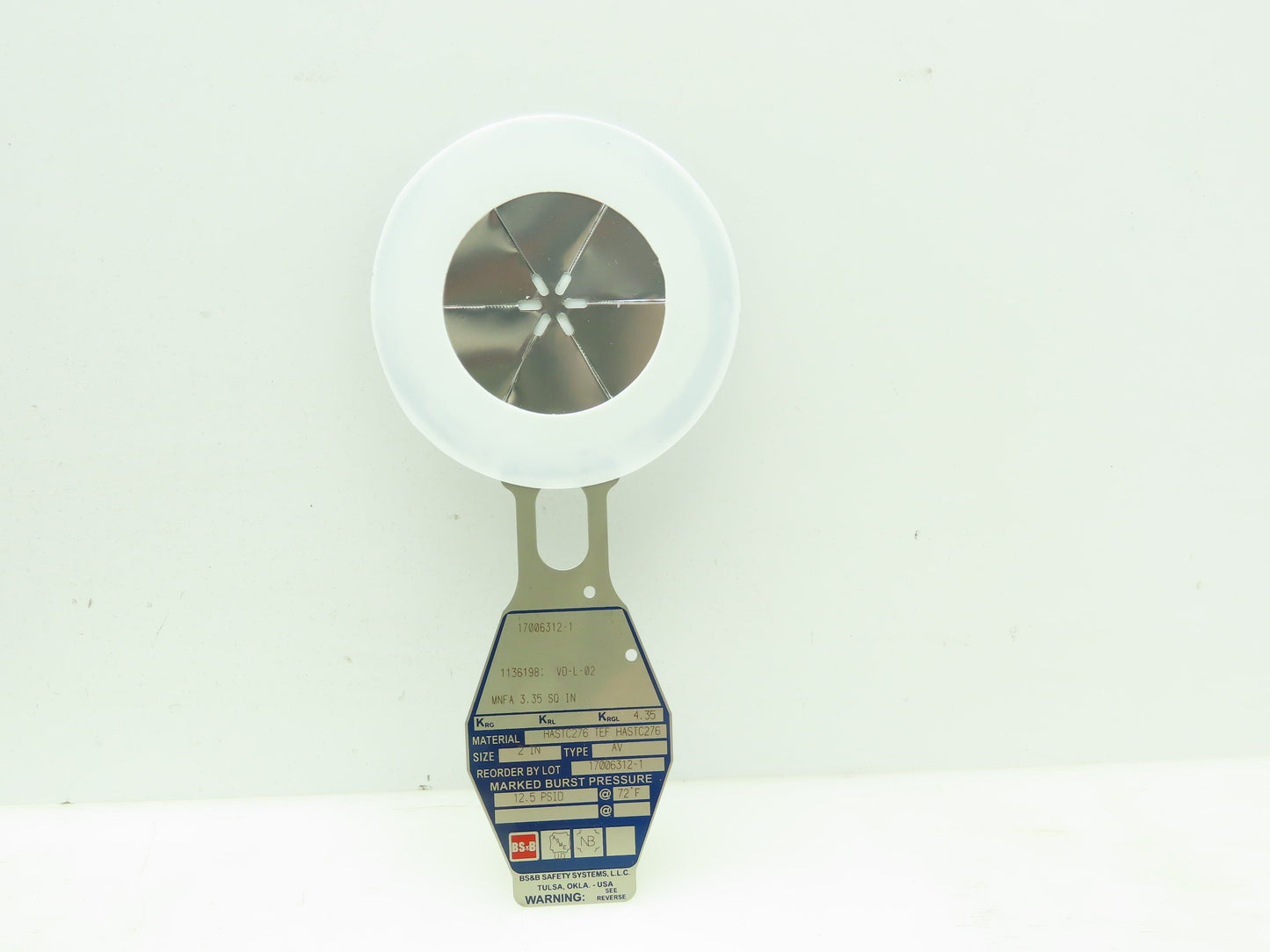 BS&B Safety Systems 17006312-1 Rupture Disk 2" Type AV 12.5 PSID @ 72°F