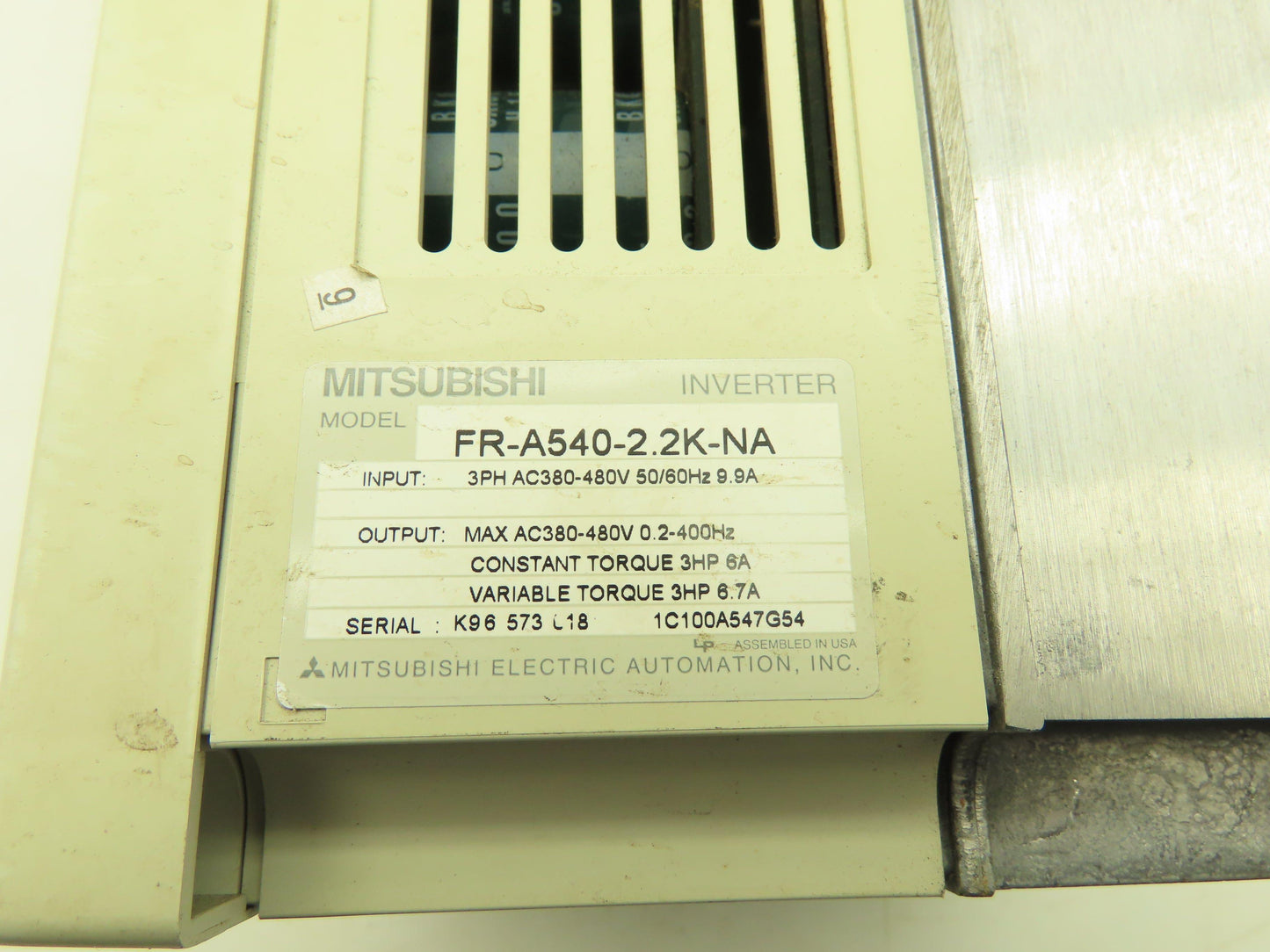 Mitsubishi A500 Variable Freq. Drive VFD AC Inverter 480V 3 PH 6.7A 3 HP Max