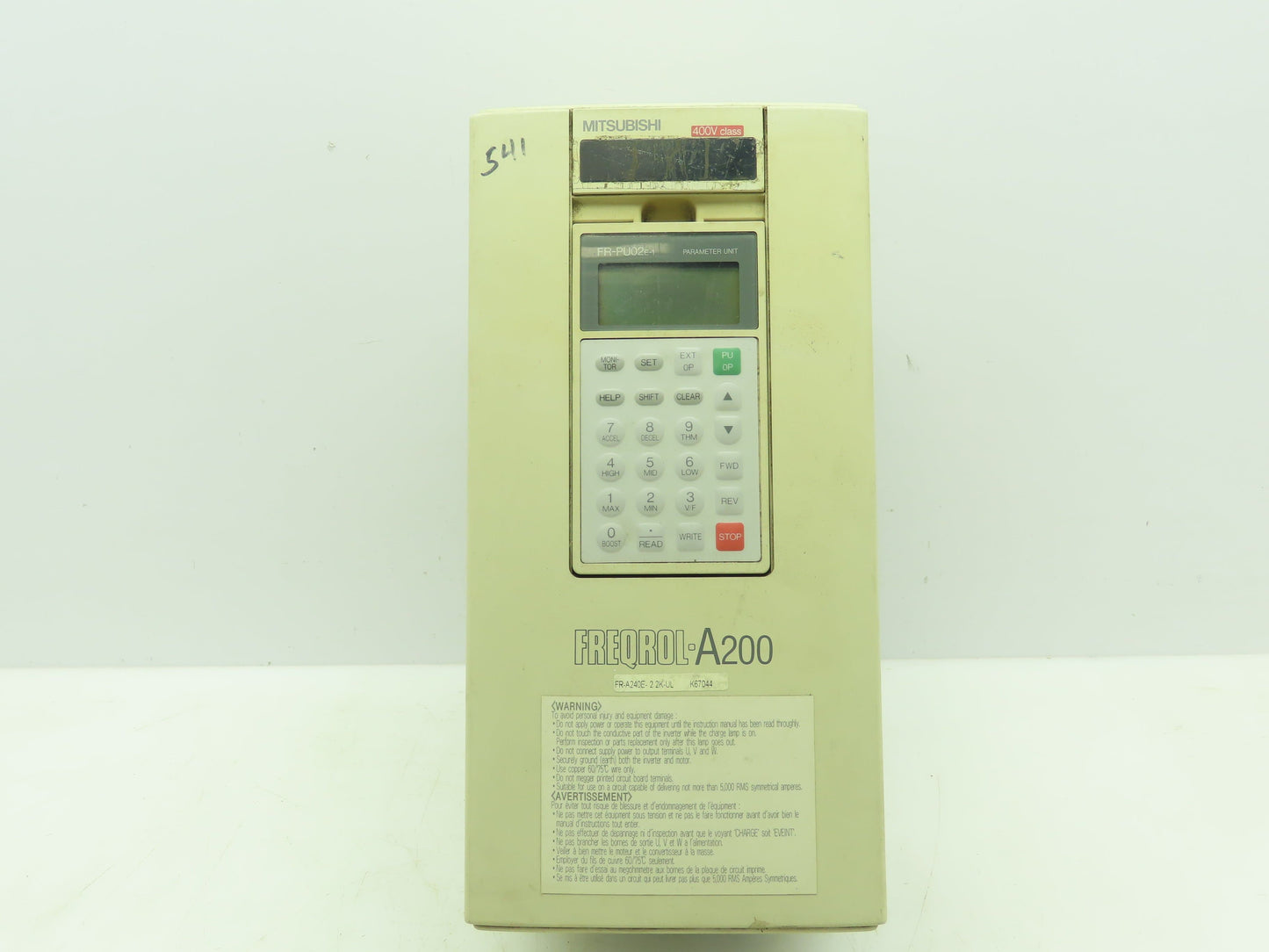 Mitsubishi A200 Variable Freq. Drive VFD AC Inverter Freqrol 480V 3 PH 6.7A 3 HP