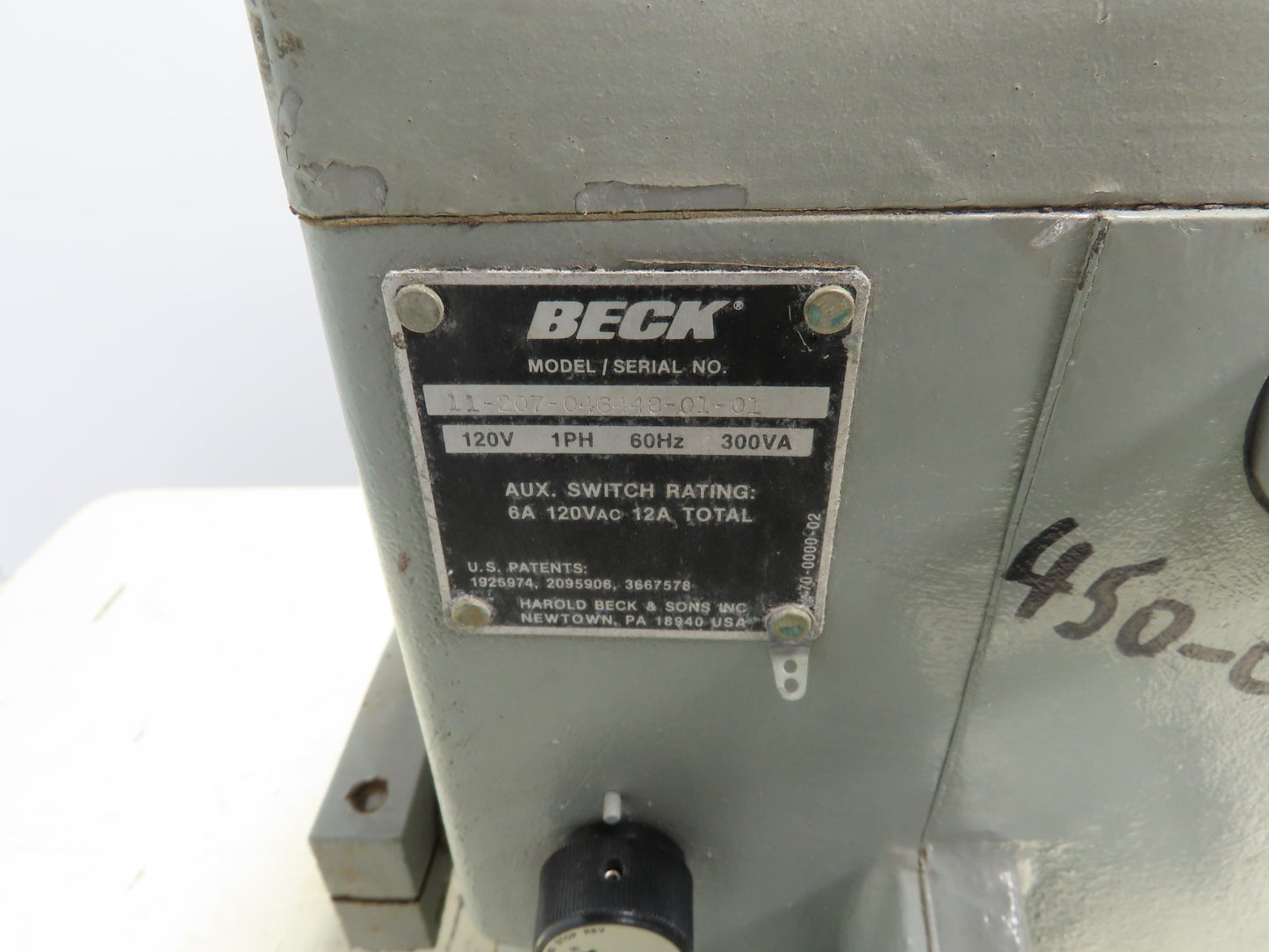 Beck 11-207 Electric Motor Rotary Valve Actuator 1Ph 120V 300VA 6/12A Handwheel