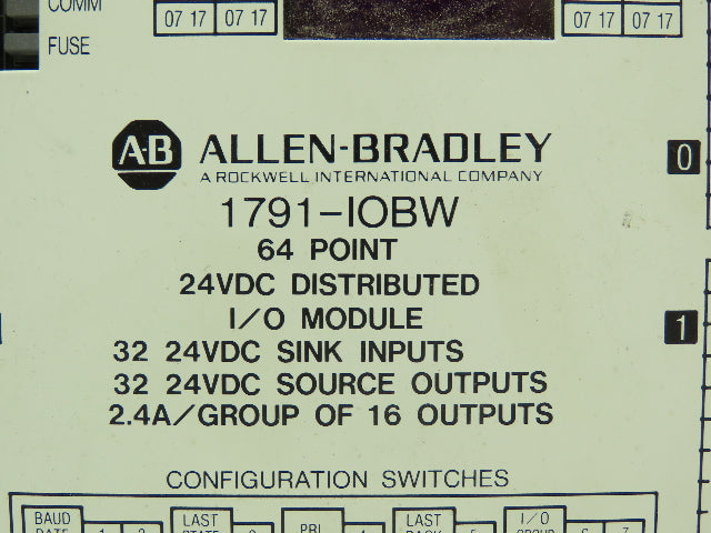 Allen Bradley 1791-IOBW Ser A Programmable Logic Controller 24VDC I/O Module