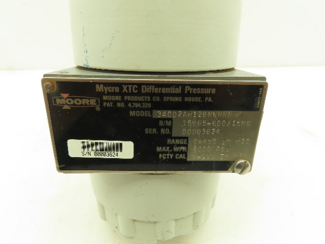 340D2AH12BNNNNN Differential Pressure Transmitter Switch 0-450" H2O 2000PSI