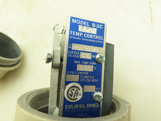 Burling Instruments Model B-2C 673 Temperature Control 600°F 4-1/8"Probe 480V