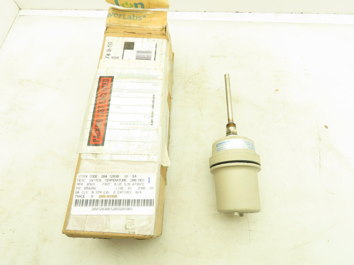 Burling Instruments Model B-2C 673 Temperature Control 600°F 4-1/8"Probe 480V