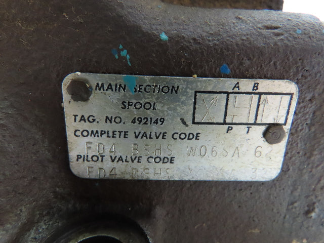 Bosch FD4 BSHS W06SA 62 Hydraulic Directional Solenoid Spool Valve 115V 3000PSI