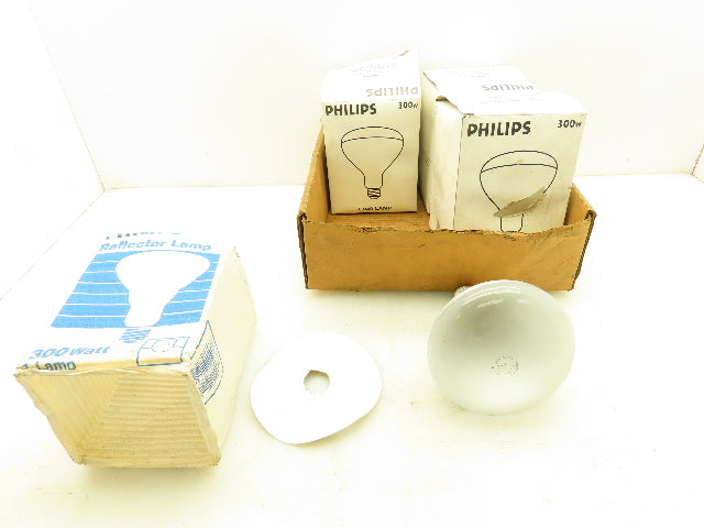 Philips 300R/FL/1 Reflector Incandescent Flood Heat Lamp Bulb 300W LOT OF 4